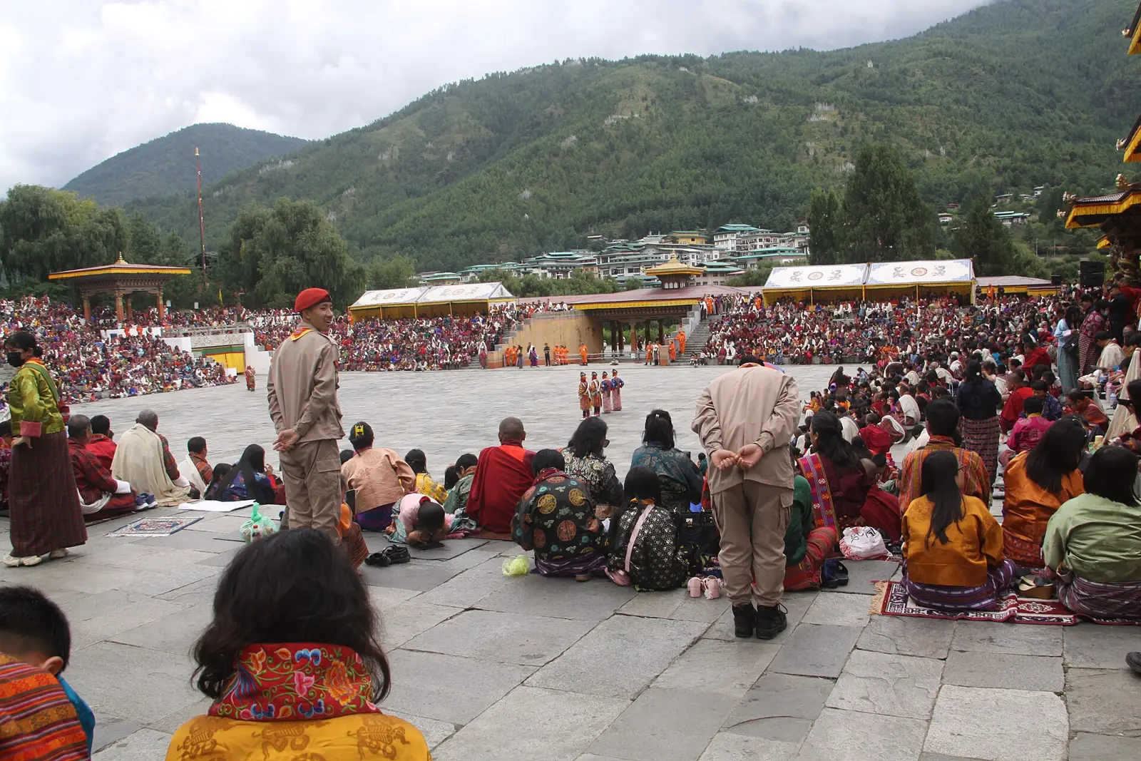 Masked dancers at a Bhutanese Tshechu festival