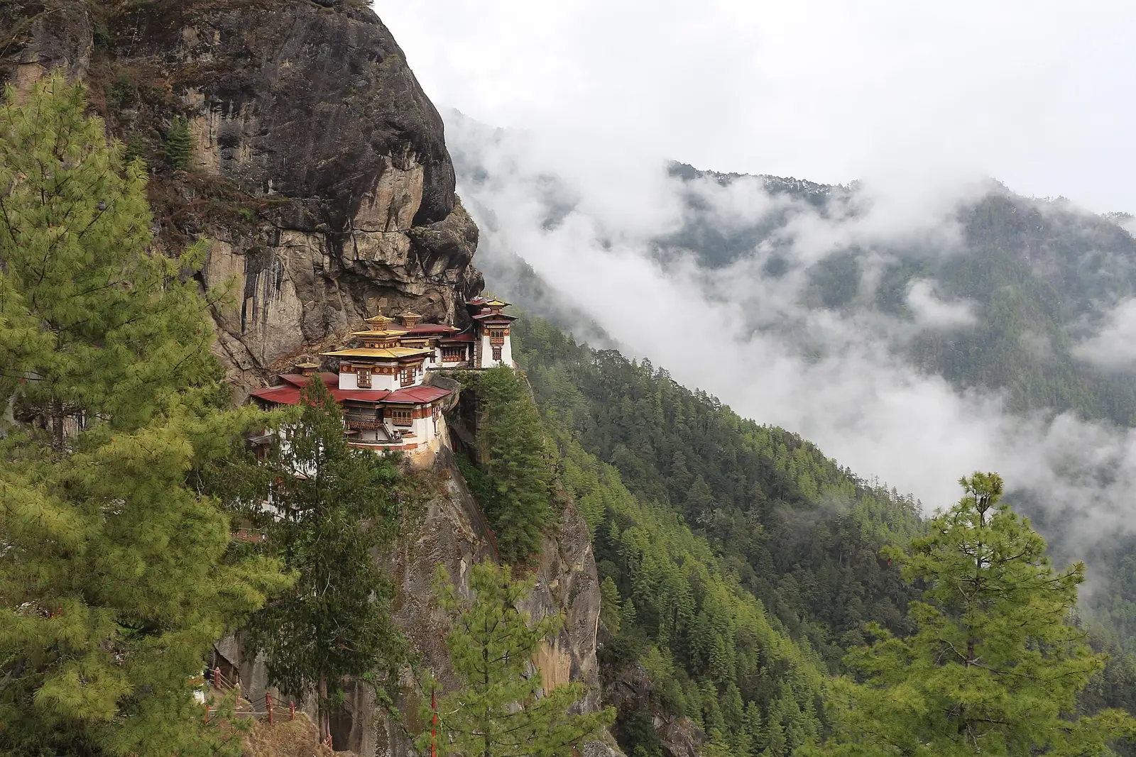 Taktsang (Tiger’s Nest) monastery on a cliff above the Paro valley